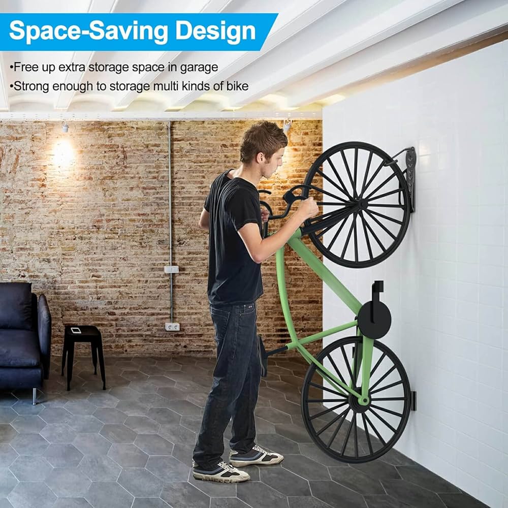 自転車用吊り下げラック（室内•ガレージ） Amazon.co.jp: ガレージ用自転車ラック タイヤトレイ付き 壁掛け